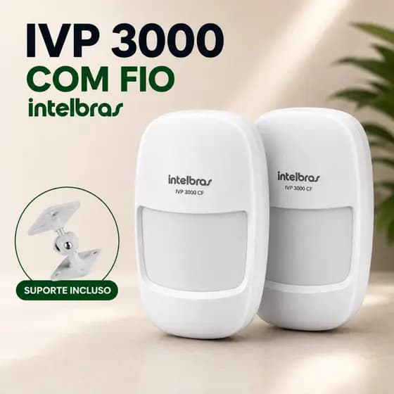 2 Sensor Movimento Com Fio IVP 3000 CF para Central Alarmes Infravermelho Intelbras