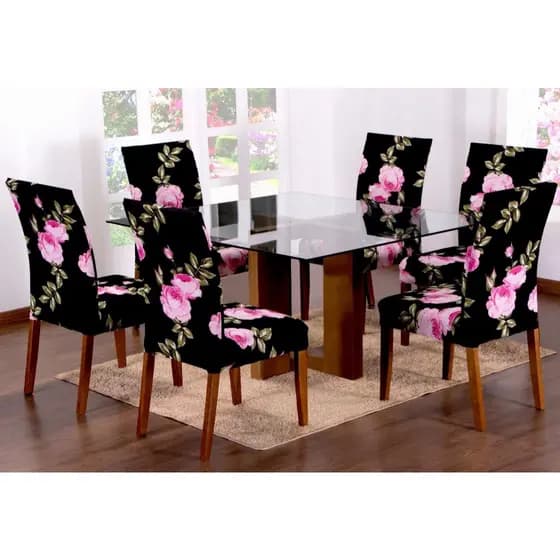 Capa de Cadeira Estampada kit com 4 Capas Cadeira de Sala de Jantar Cozinha