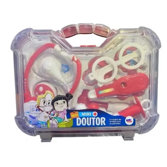 Maleta Kit Médico Vermelha Brinquedo Educativo de Profissoes Vermelha