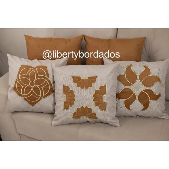 KIT 5 CAPA DE ALMOFADA TECIDO LINHO BORDADA ALTA QUALIDADE