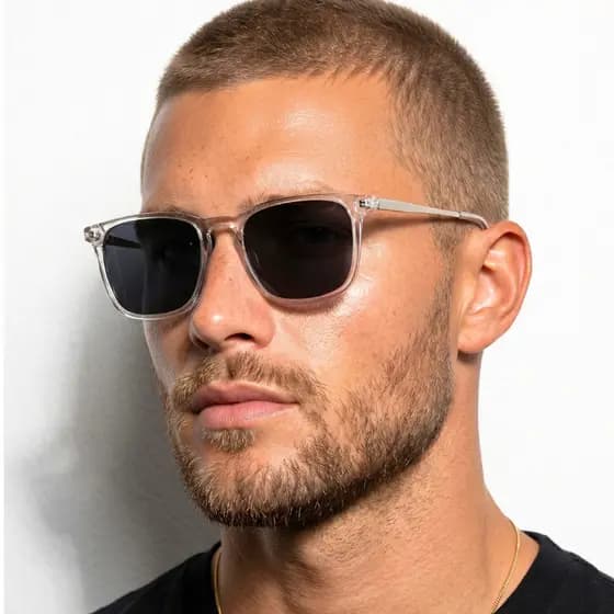 Óculos de Sol Madrid Cristal Transparente e Preto Quadrado Premium Verão uv400 Feminino Masculino