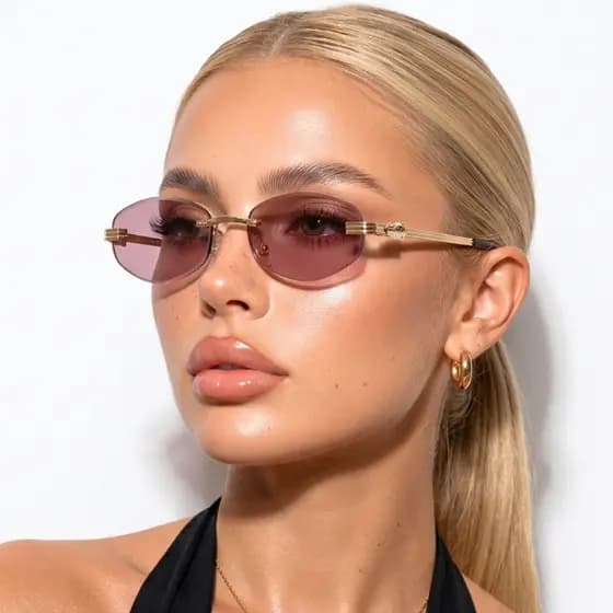 Oculos de Sol Oval Fino Premium Blogueira Tendencia do Momento em Alta Tigre Virginia uv400 Feminino