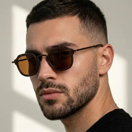 Oculos de Sol Hexagonal Tendencia Preto Fosco Marrom Blogueira Premium uv400 Masculino Feminino