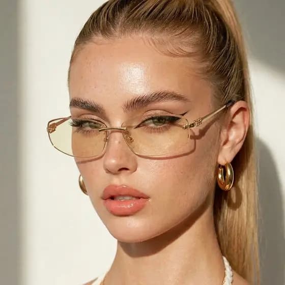Oculos de Sol Oval Transparente Premium Blogueira Virginia Tendencia Classico Vintage uv400 Feminino