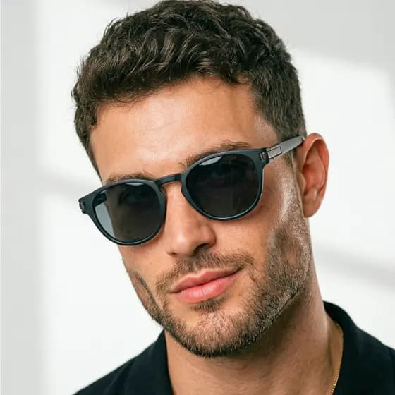 Óculos de Sol Redondo Esportivo Premium Lupa Preto Fosco Polarizado Moda Praia Pesca Verão uv400