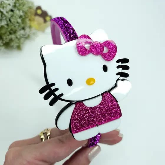 Tiara Hello Kitty Acrílico ALTA QUALIDADE / Arco Infantil Gatinha Branca
