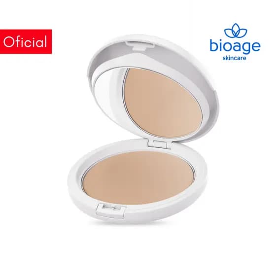 Bioage Protetor Solar Facial em Pó Compacto FPS 50 Multifuncional Efeito Mate Nude 10g