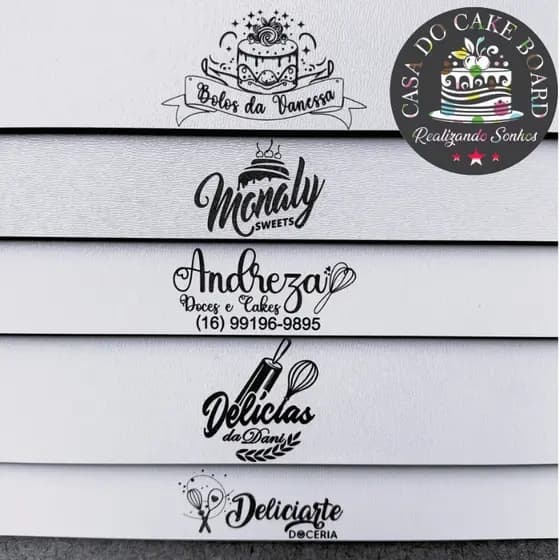Kit 10 Cake Board Quadrado Personalizado com Logo MDF 3mm Confeitaria Tabuleiro