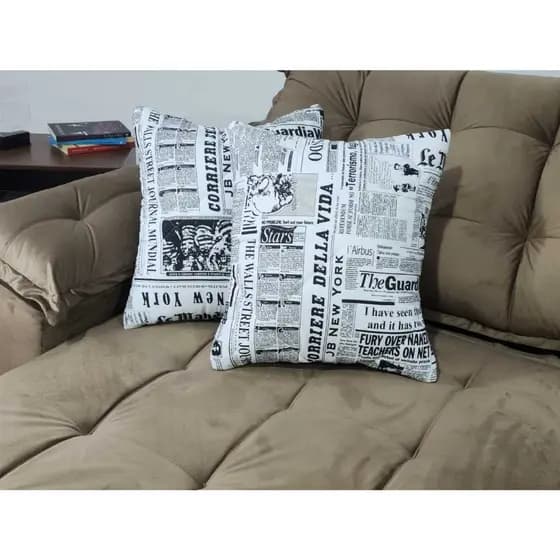 Capa Para Almofada Estampada 100% Algodão Com Zíper