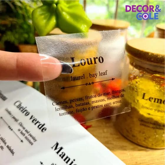 Kit 48 Etiquetas Para Cozinha Modelo Dicionário Para Potinhos de Temperos 5,5x5,5cm