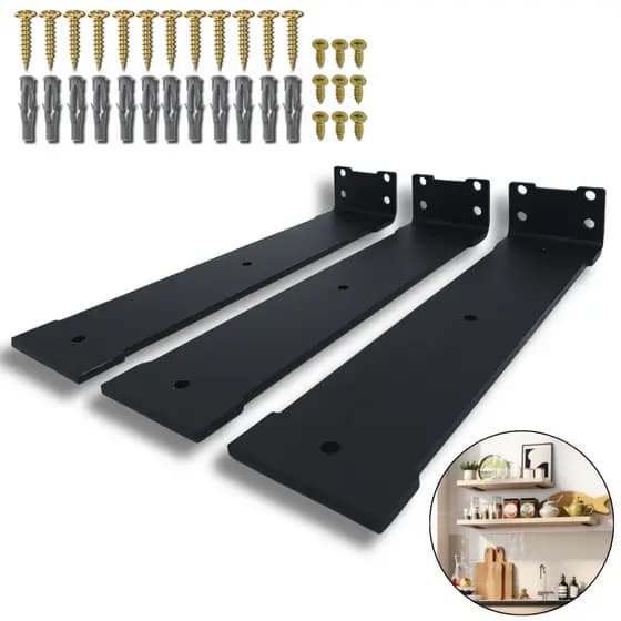 3 Suportes Cantoneira 30cm Formato Largo Mão Francesa Para Prateleira Aço Resistente Estilo Moderno