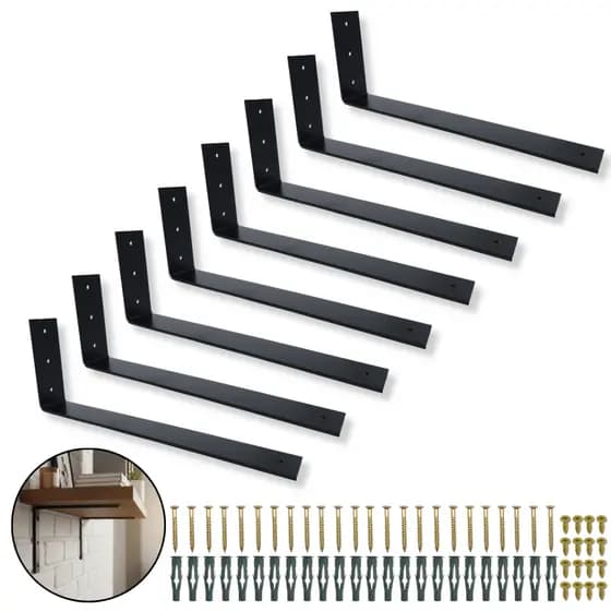 8 Suportes Aço Resistente 40cm Mão Francesa Para Prateleira Fixação De Parede Acabamento Moderno