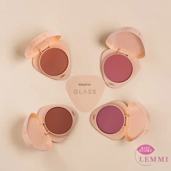 Blush Compacto Glass Ruby Rose Ultrafino Aveludado