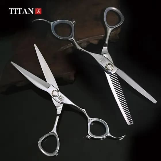 Tesoura De Corte De Cabeleireiro Profissional Titan Desbaste Para Barbear kit Novo