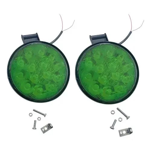 Par Farol De Led Redondo 90mm 14 Leds Bivolt Universal Verde Verde