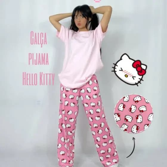 calça pijama miranho batmam Hello Kitty kuromi unissex Calças Casuais verão Inverno pijama Sanrio