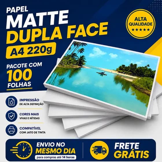 Papel Matte Dupla Face A4 220g 100 Folhas Fosco Dos Dois Lados Cartões Convites Tags Lembrancinhas Premium