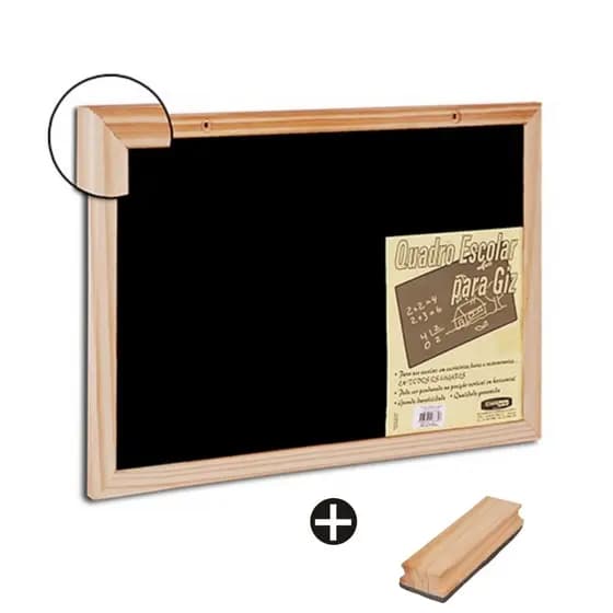 Lousa Quadro Negro 60x40cm Giz Escolar Moldura Madeira + Apagador