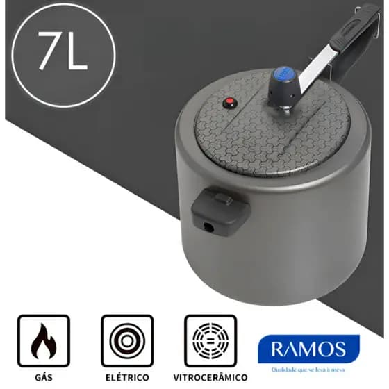 PANELA DE PRESSÃO 7 LITROS ANTIADERENTE- ALUMINIO RAMOS -SELO INMETRO-A- ENVIO IMEDIATO-