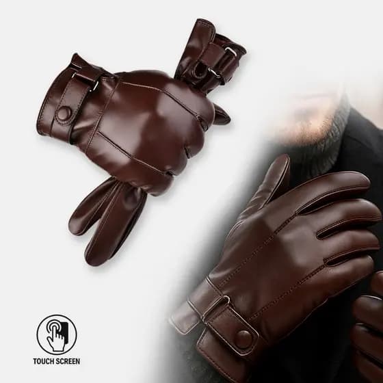 Luva De Couro Touchscreen Impermeável Executiva Inverno Unissex Frio Inverno Celular