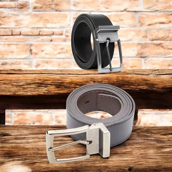 Kits 2 Cintos Social Masculino Sintético Dupla Face 4,0 Cm