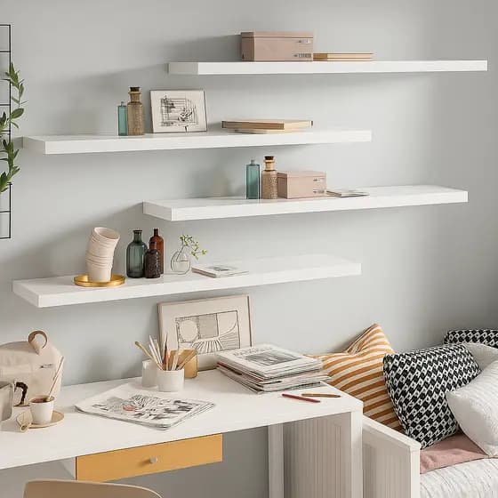 Prateleira Branca 60X10 Com Suporte Flutuante Mdf Organizadora Decoração Cozinha Quarto Banheiro - Envio Imediato