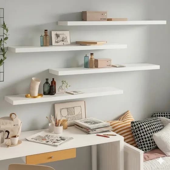 Prateleira Flutuante Branca MDF Nicho Suspenso Decorativo Sala Quarto