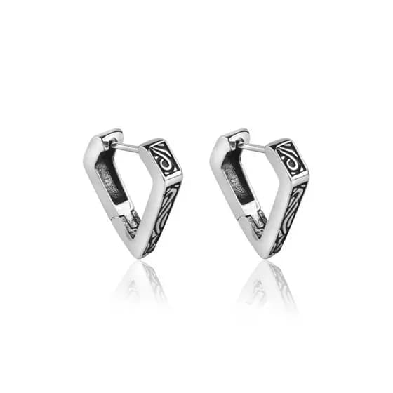 Brinco Masculino Argola Milano Angolo com Símbolos em Aço Premium 316L - Ermino