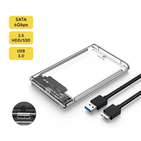 Case para HD transparente, Usb 3.0, transmissão 6gbps, Sata 2.5