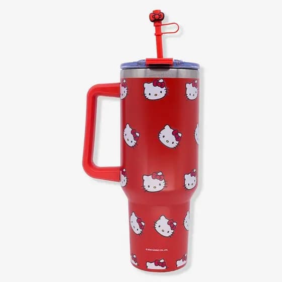 Copo Térmico Hello Kitty Tumbler com Pingente 1,15L