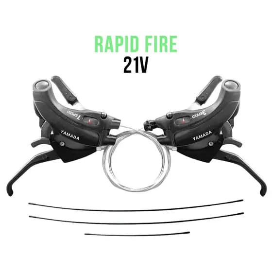 Alavanca Passador Rapid Fire Trocador 21v + Cabos e Conduítes Marcha Bike MTB