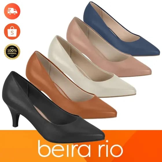 Sapato Scarpin BEIRA RIO CONFORT Fivela Salto Baixo Conforto Para Trabalhar PRETO NUDE