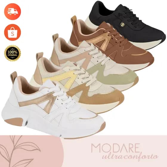 Tenis Modare Ultraconforto Feminino Original Confort Ultra Leve Com Palmilha Soft Chunky