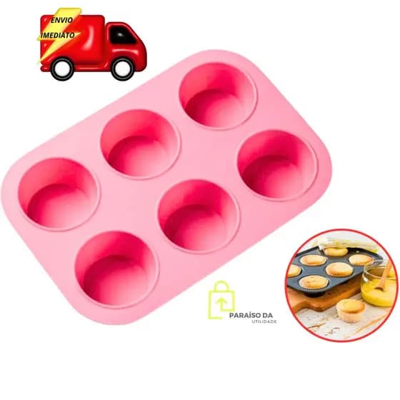 Forma De Cupcake 6 Cavidades Silicone Antiaderente Anti Aderente Cupcake Empada Petit Gateau Pao de Queijo Para Forno Forma de Silicone