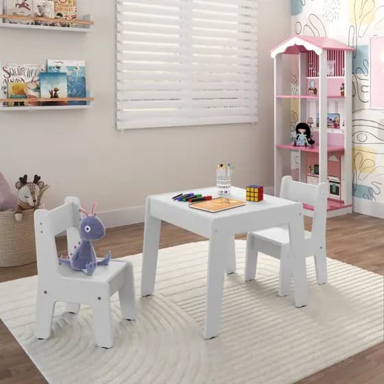 Conjunto Infantil Mesa Diana 2 Cadeiras MDF Resistente Cores