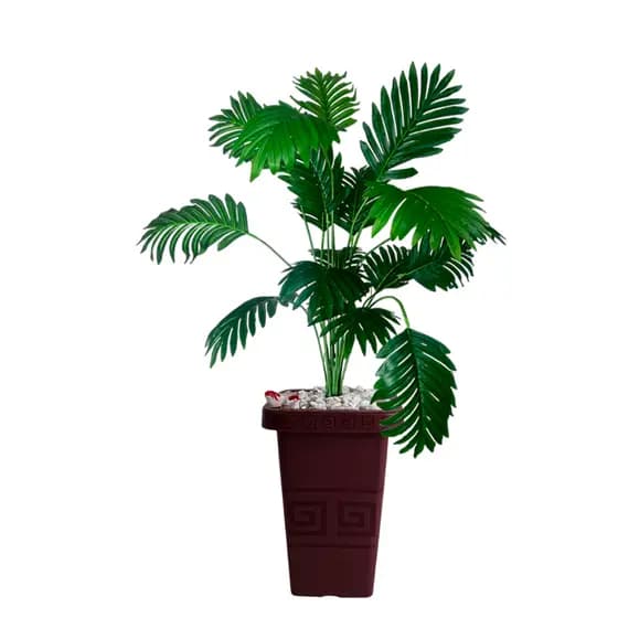 Planta Artificial Palmeira Coqueiro Arranjo + Vaso Grande Marrom Decoração Enfeite Casa