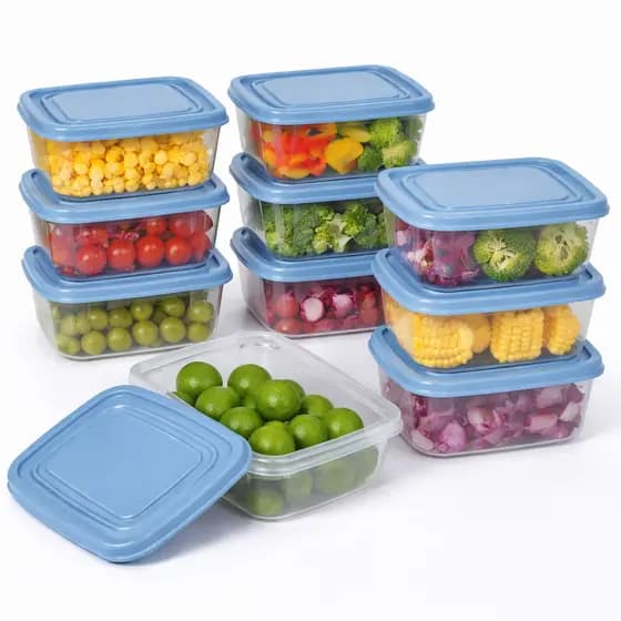 Kit 10 Potes 500ml Plástico Quadrado Transparente com Tampa | BPA Free | Pote para Marmita