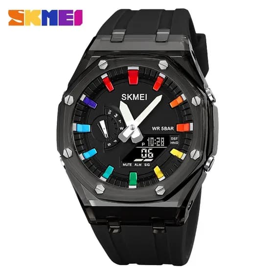 SKMEI 2100 Relógio Digital Masculino LED Desporto Impermeável Homem Relógio De Quartzo Impacto