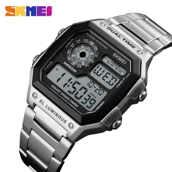 SKMEI 1335 Aço Inoxidável De Luxo Relógio Digital Masculino Desporto Relógio Impermeável Masculino