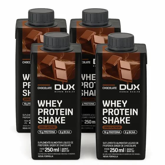 Kit Dux: 4x Whey Protein Shake Dux 250ml 15g de Proteína Zero Lactose