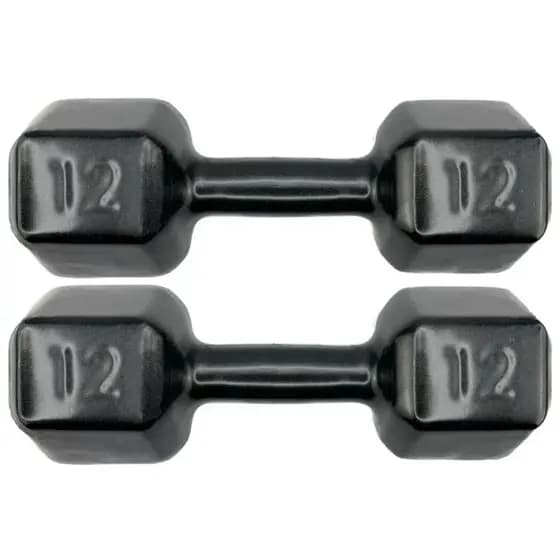 Par Halter Emborrachado 12 Kg Sextavado Peso Academia Treino Musculação Exercício