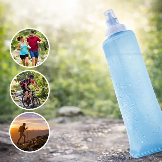 Garrafa De água Corrida Flexível Garrafa Dobravel De Silicone Para Academia Soft Water Bag TPU
