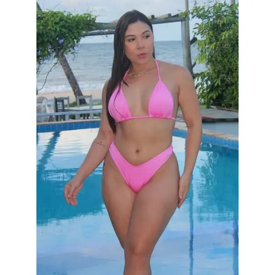 Conjunto Biquíni Feminino Cortininha Bojo Removível Calcinha Asa Delta Beach Gloss Tendência Verão