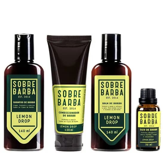 Kit Sobrebarba - Shampoo, Condicionador, Balm e Óleo de Barba - Lemon Drop