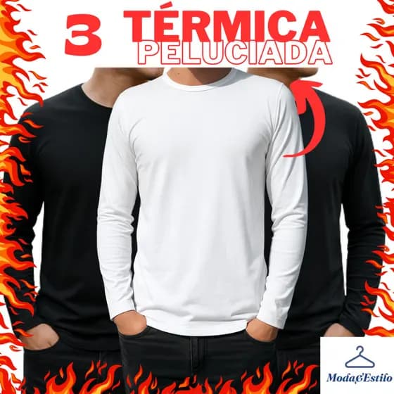 3 Blusa Manga Longa de Frio Masculina Segunda Pele Térmica Manga Longa