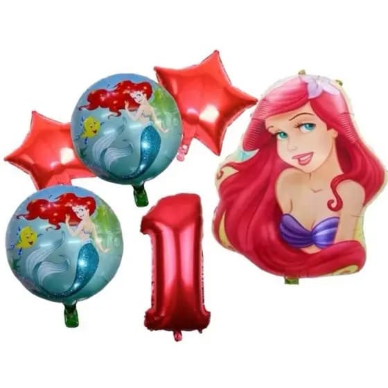 Kit Balões Ariel Pequena Sereia Decoração Festa Infantil Aniversário Menina 6 pçs