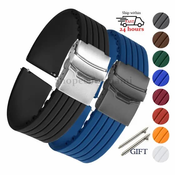 18mm 20mm 22mm 24mm Pulseira De Relógio De Silicone Liberação Rápida Esportiva Universal Feminino Masculino Substituição