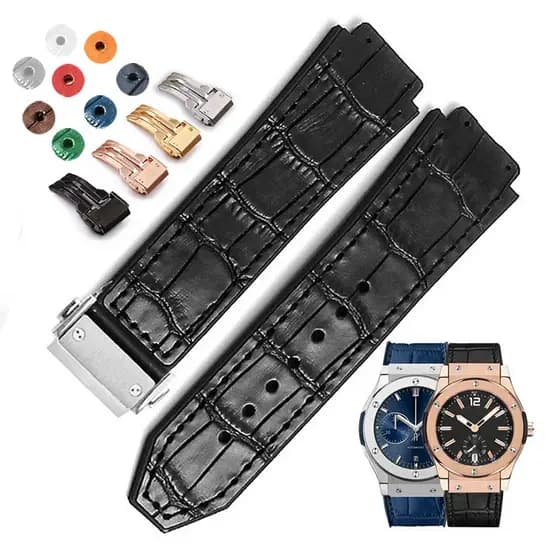 Pulseira De Relógio De Couro Genuíno 19x25mm , Silicone Macia , Feminina , Masculina , Acessórios De , Fivela Dobrável