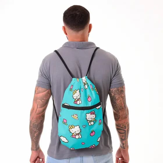 Mochila Saco Coyote® Hello Kitty Reforçada com Alça de Corda