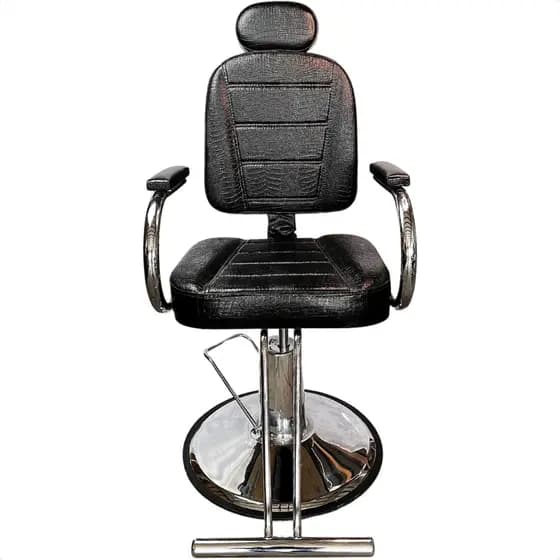 Poltrona Cadeira reclinavel hidraúlica para barbearia e salão de beleza base redonda barbeiro